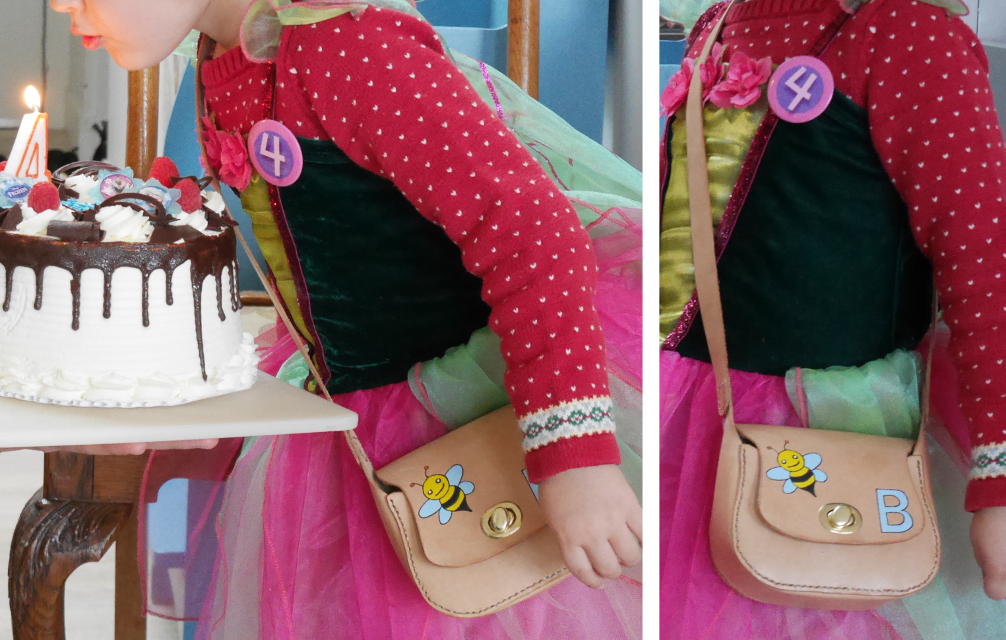 Birthday girl with Tandy Dasher leather handbag purse copy