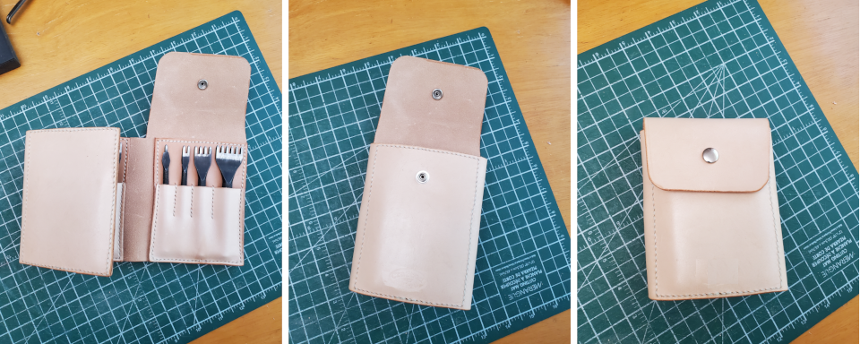 DIY tri-fold leather tool wallet