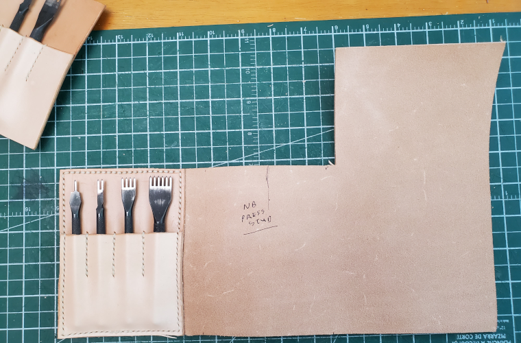 DIY tri-fold leather tool wallet fixing the pockets