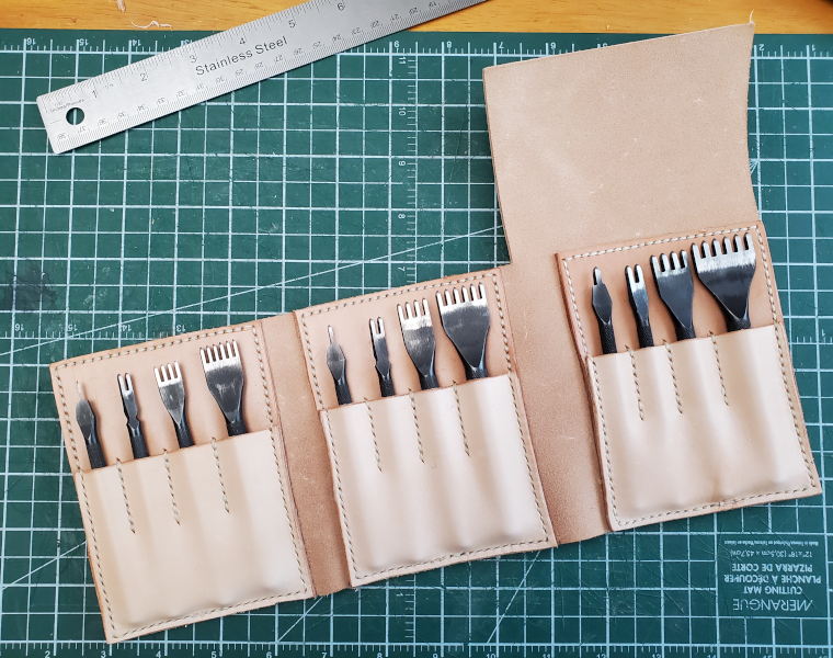 tri-fold leather tool wallet trying for size